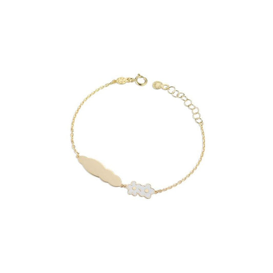 Bracciale Toys con fiori e targhetta nuvola in oro giallo