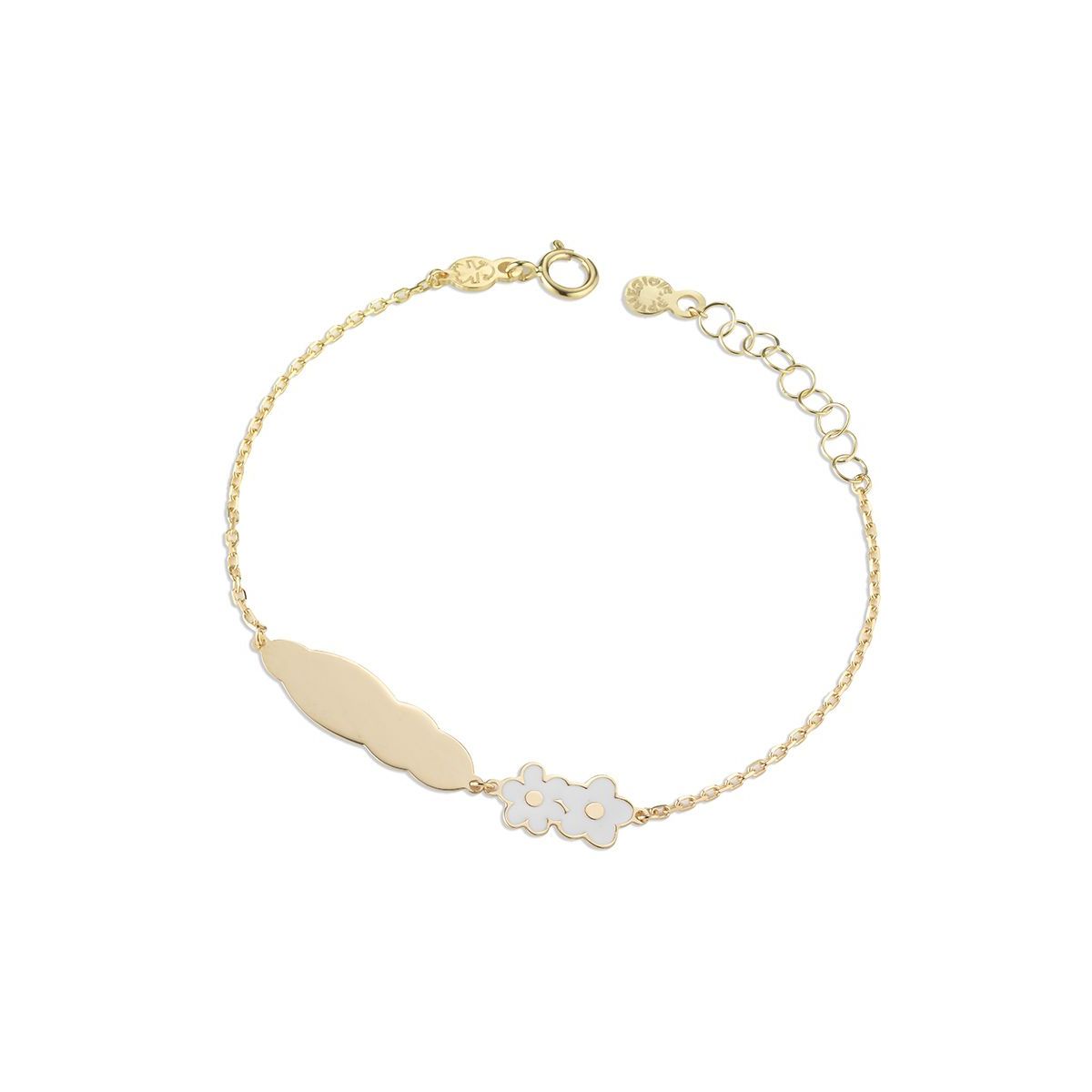 Bracciale Toys con fiori e targhetta nuvola in oro giallo