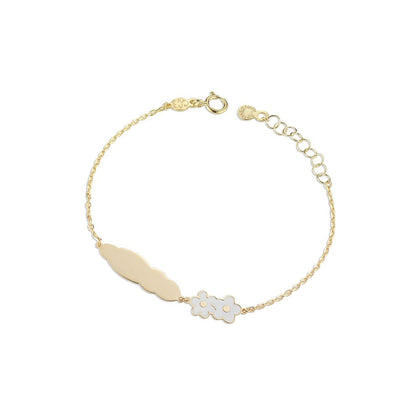 Bracciale Toys con fiori e targhetta nuvola in oro giallo