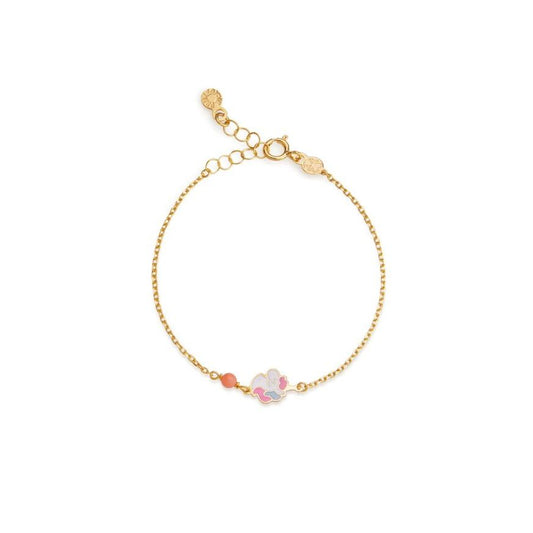 Bracciale Toys in oro giallo con unicorno e corallino