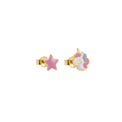 Orecchini Toys in oro giallo con unicorno e stellina