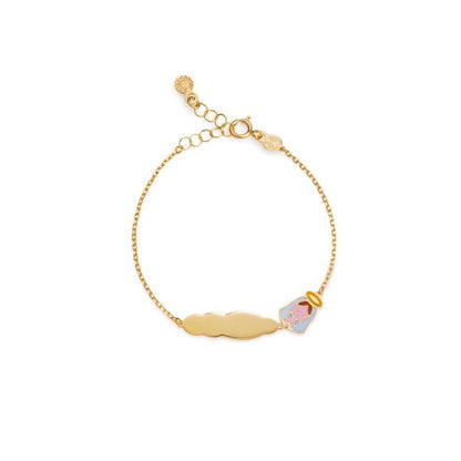 Bracciale Proteggimi con Madonnina e targhetta in oro giallo