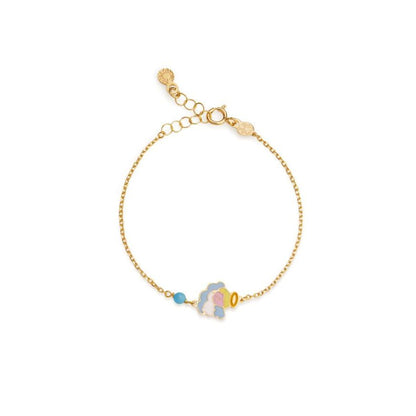 Bracciale Proteggimi in oro giallo con Angelo e turchese