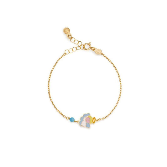 Bracciale Proteggimi in oro giallo con Angelo e turchese