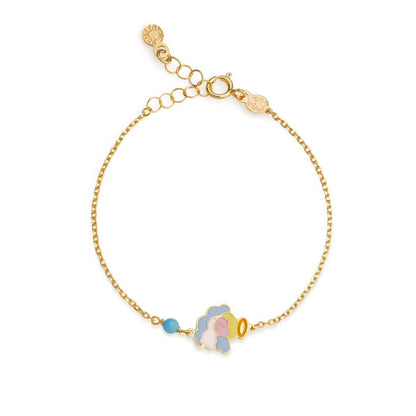 Bracciale Proteggimi in oro giallo con Angelo e turchese
