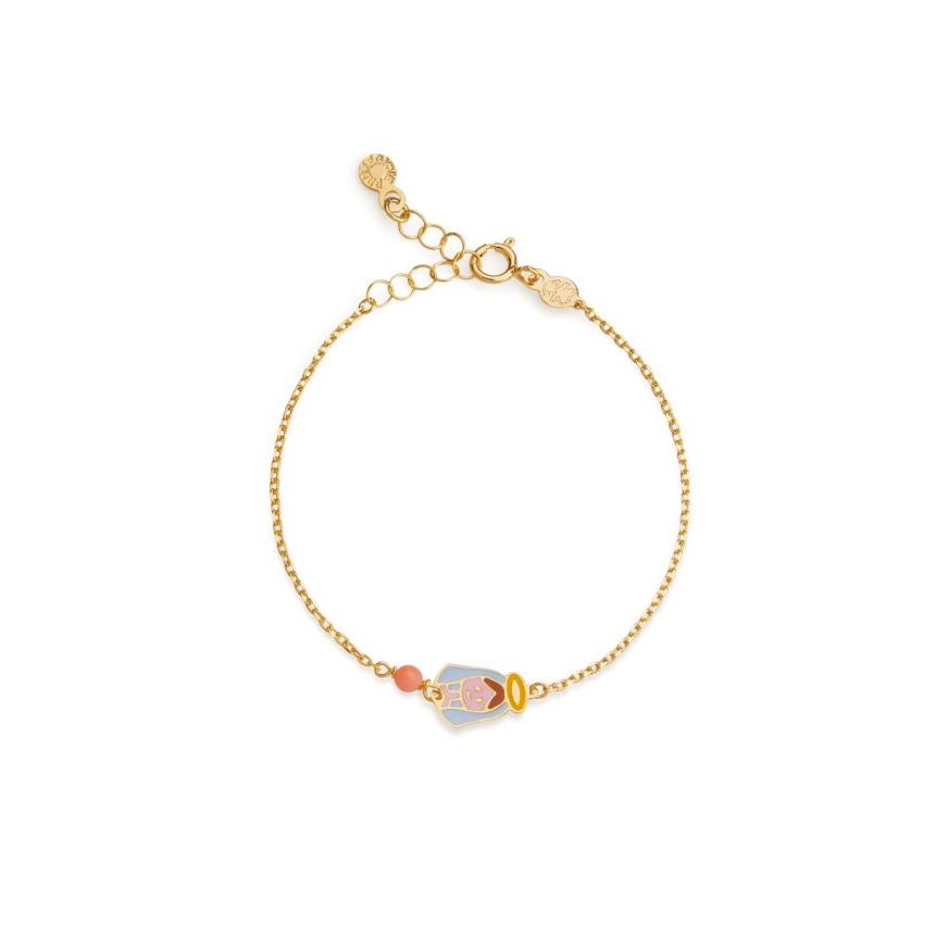 Bracciale Proteggimi in oro giallo con Madonnina e corallino
