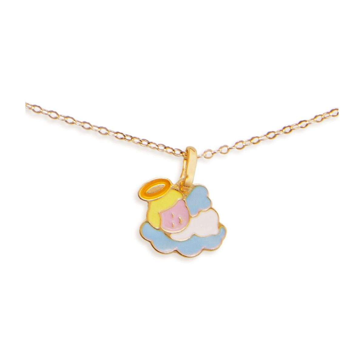Collana Proteggimi in oro giallo con Angelo