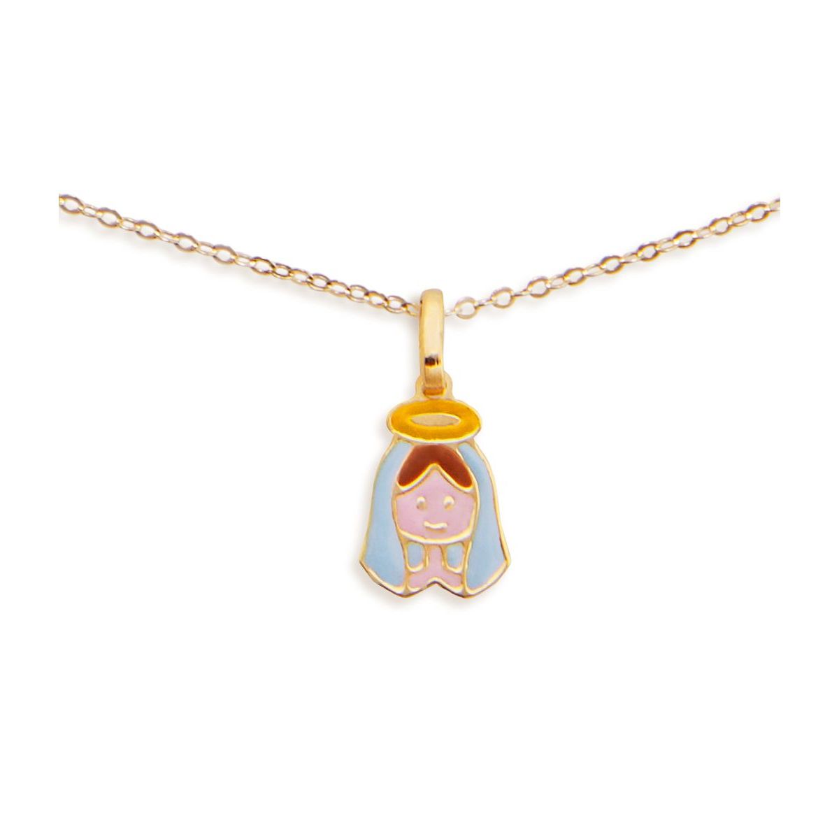 Collana Proteggimi in oro giallo con Madonnina