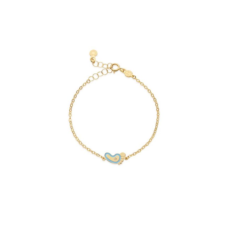 Bracciale Lucciole in oro giallo piedino azzurro e diamante