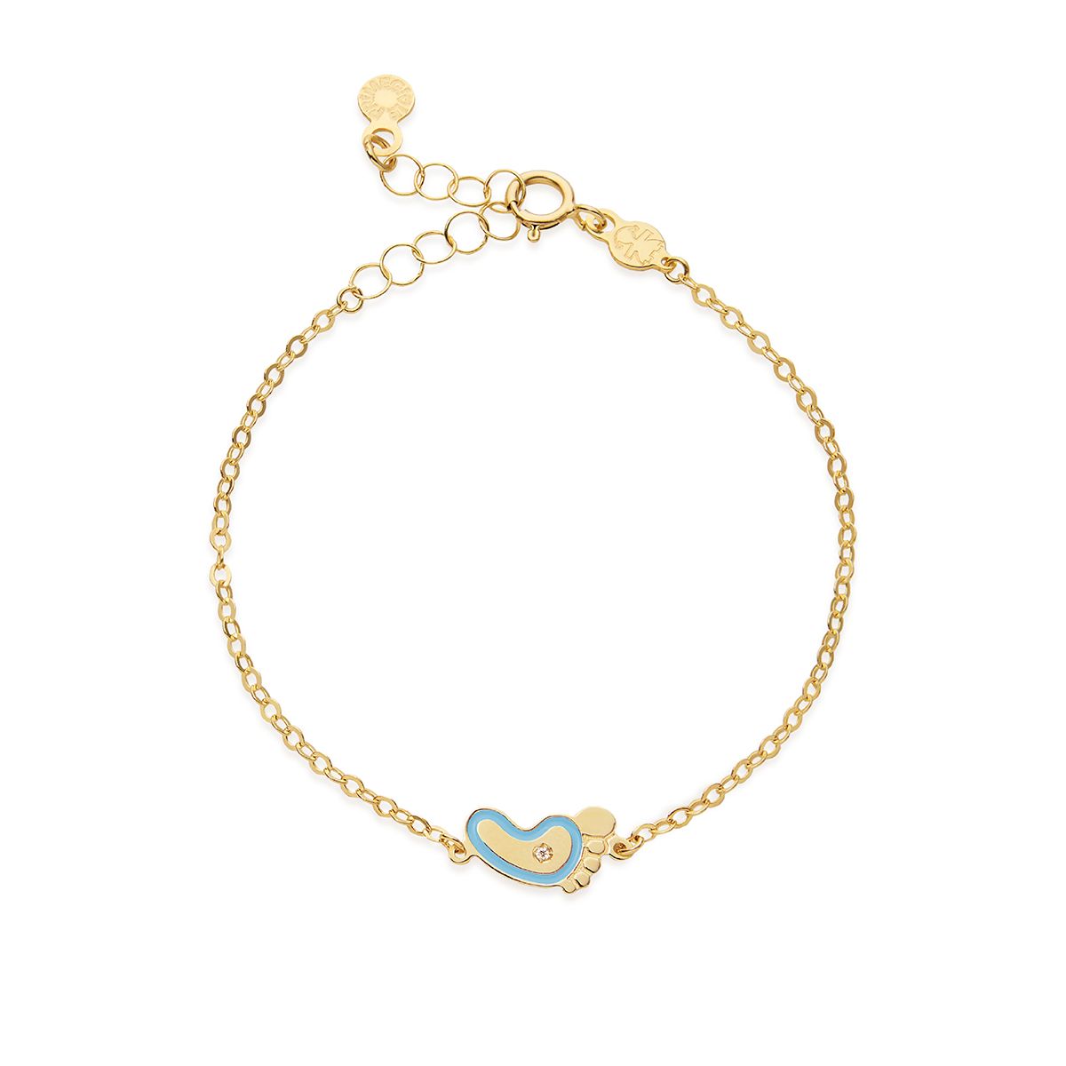 Bracciale Lucciole in oro giallo piedino azzurro e diamante