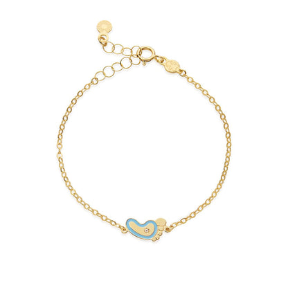 Bracciale Lucciole in oro giallo piedino azzurro e diamante