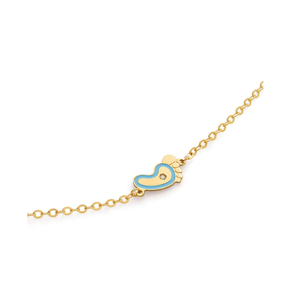 Bracciale Lucciole in oro giallo piedino azzurro e diamante