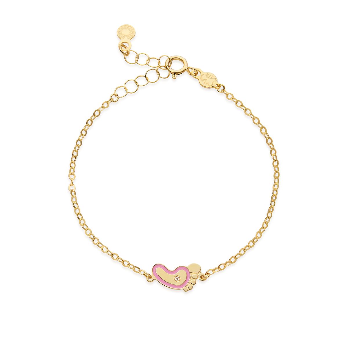 Bracciale Lucciole in oro giallo piedino rosa e diamante