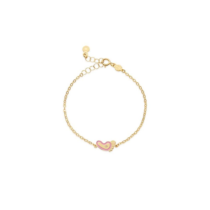Bracciale Lucciole in oro giallo piedino rosa e diamante