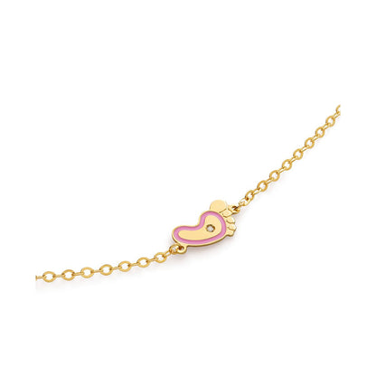 Bracciale Lucciole in oro giallo piedino rosa e diamante