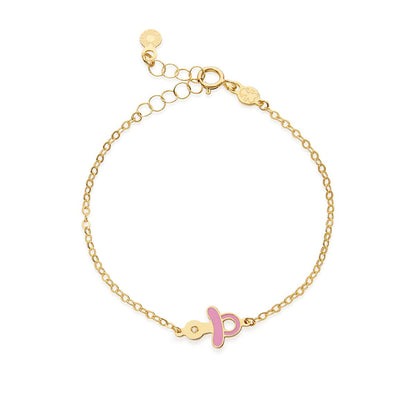 Bracciale Lucciole in oro giallo ciuccio rosa e diamante