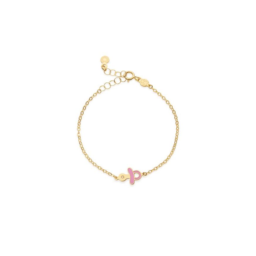Bracciale Lucciole in oro giallo ciuccio rosa e diamante