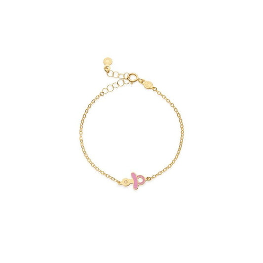Bracciale Lucciole in oro giallo ciuccio rosa e diamante