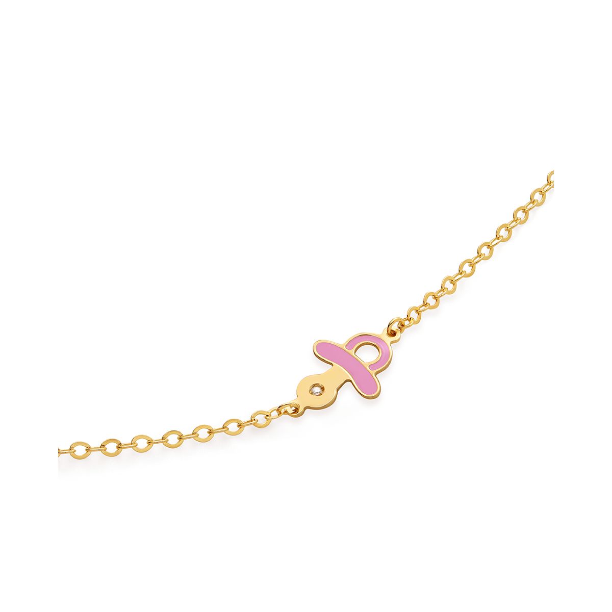 Bracciale Lucciole in oro giallo ciuccio rosa e diamante