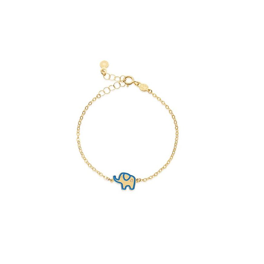 Bracciale Lucciole in oro giallo elefantino blu e diamante
