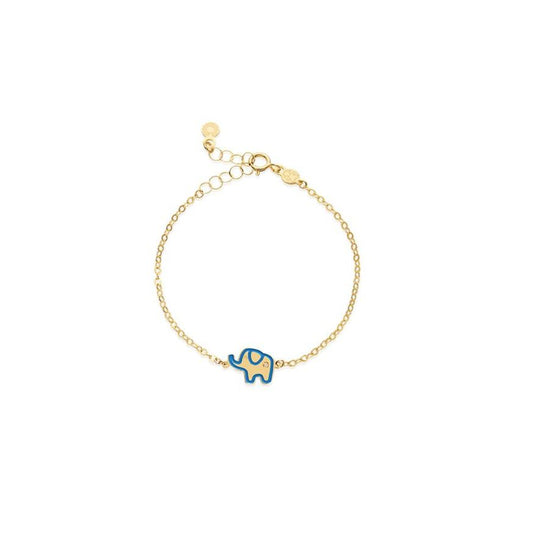 Bracciale Lucciole in oro giallo elefantino blu e diamante