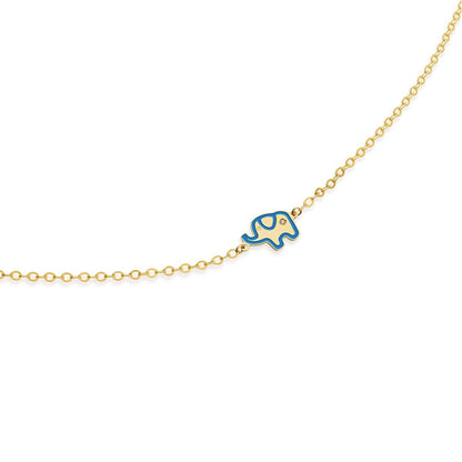 Bracciale Lucciole in oro giallo elefantino blu e diamante