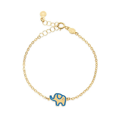 Bracciale Lucciole in oro giallo elefantino blu e diamante