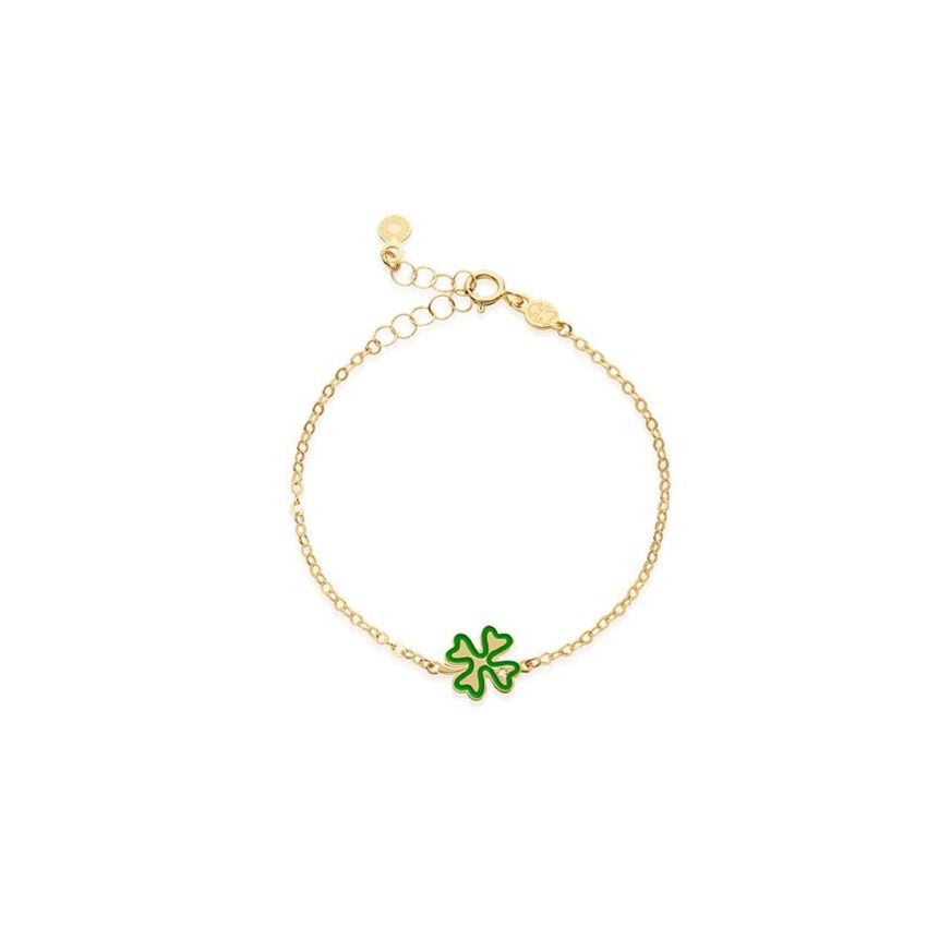 Bracciale Lucciole in oro giallo quadrifoglio verde e diamante