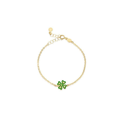 Bracciale Lucciole in oro giallo quadrifoglio verde e diamante