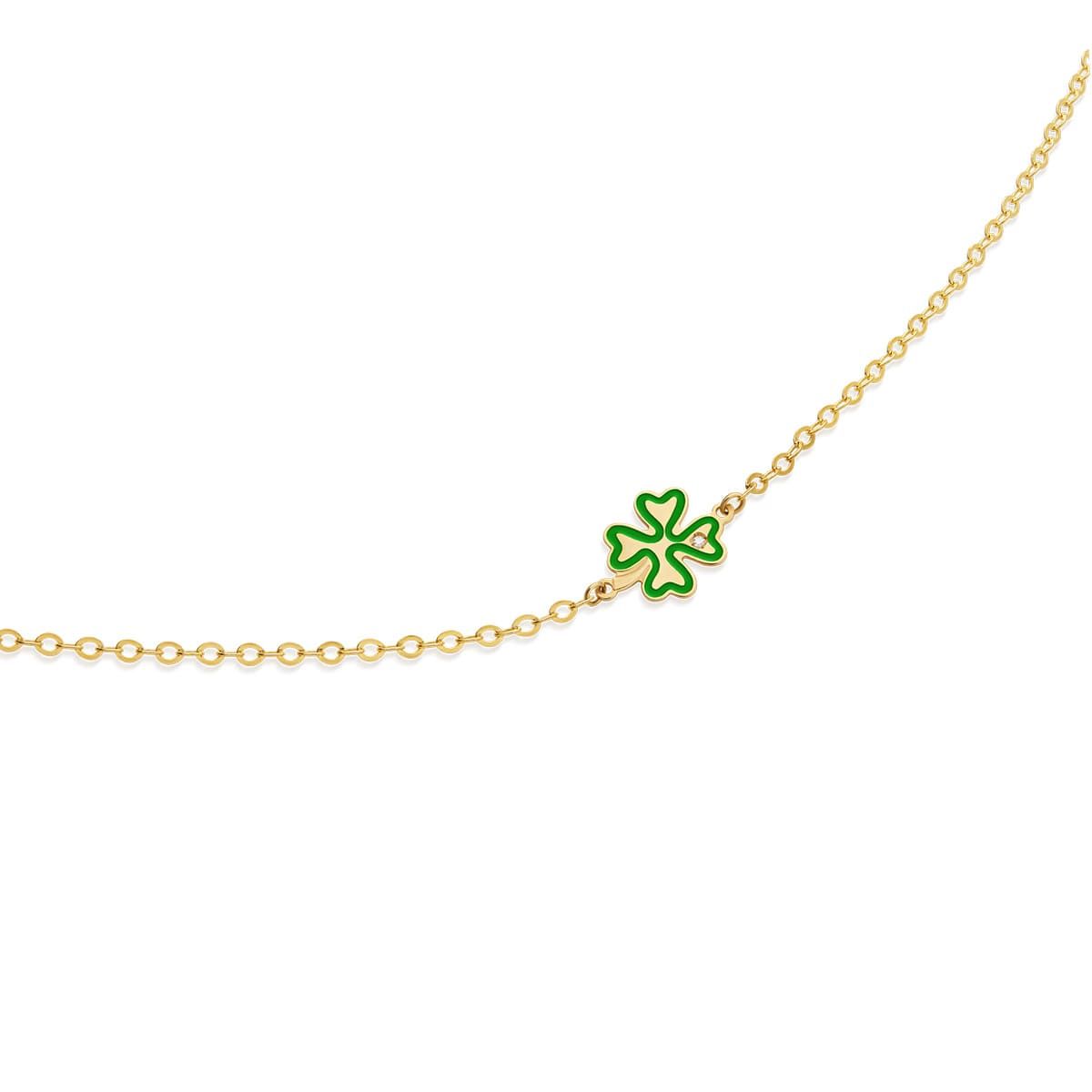 Bracciale Lucciole in oro giallo quadrifoglio verde e diamante