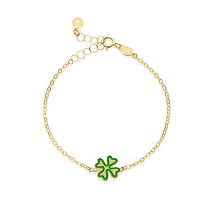 Bracciale Lucciole in oro giallo quadrifoglio verde e diamante