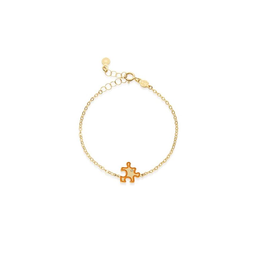Bracciale Lucciole in oro giallo puzzle arancione e diamante