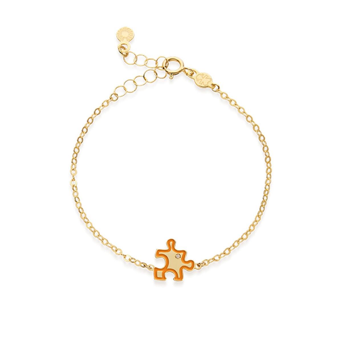 Bracciale Lucciole in oro giallo puzzle arancione e diamante