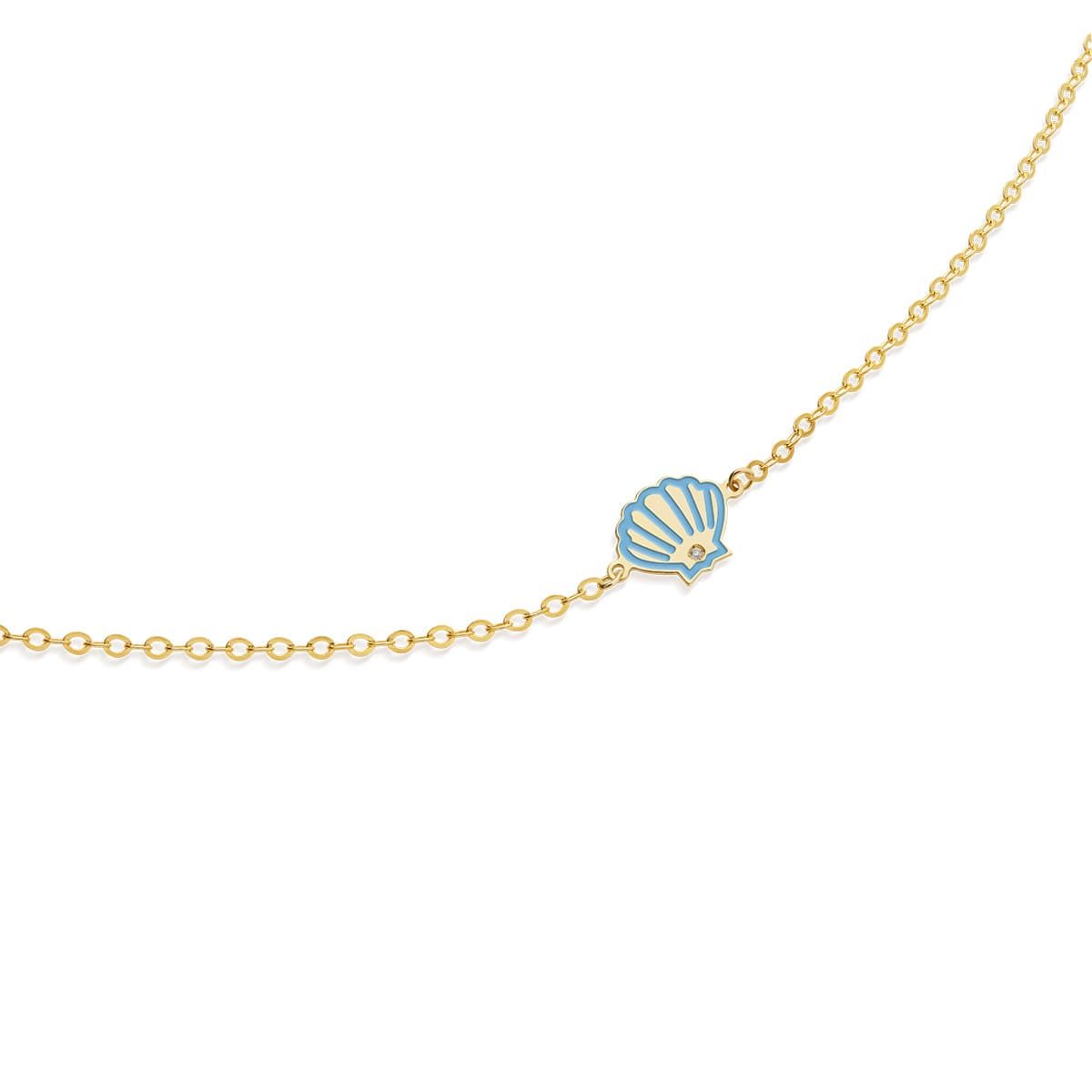 Bracciale Lucciole in oro giallo conchiglia azzurra e diamante