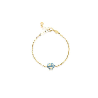 Bracciale Lucciole in oro giallo conchiglia azzurra e diamante