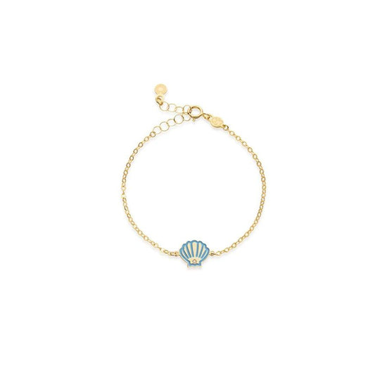 Bracciale Lucciole in oro giallo conchiglia azzurra e diamante