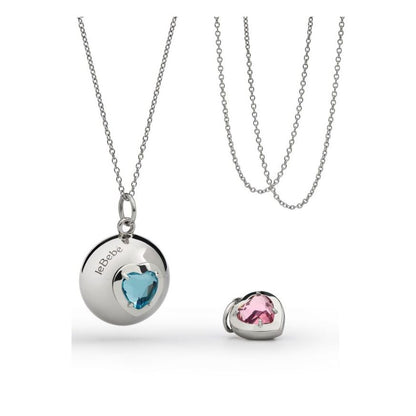 Collana Suonamore in argento con due pietre colorate e un ciondolo cuore addizionale
