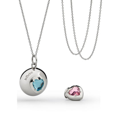 Collana Suonamore in argento con due pietre colorate e un ciondolo cuore addizionale